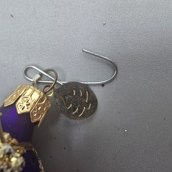 Elegant Purple Glass Ornament with Gold Accents - Picture 3 of 4